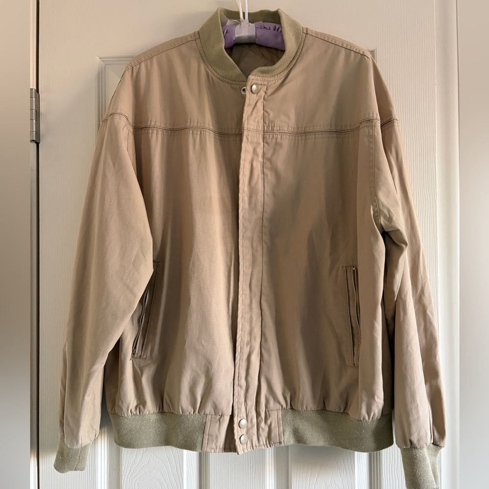 Vintage Arnold Palmer Tan Bomber Jacket Men Size Large
